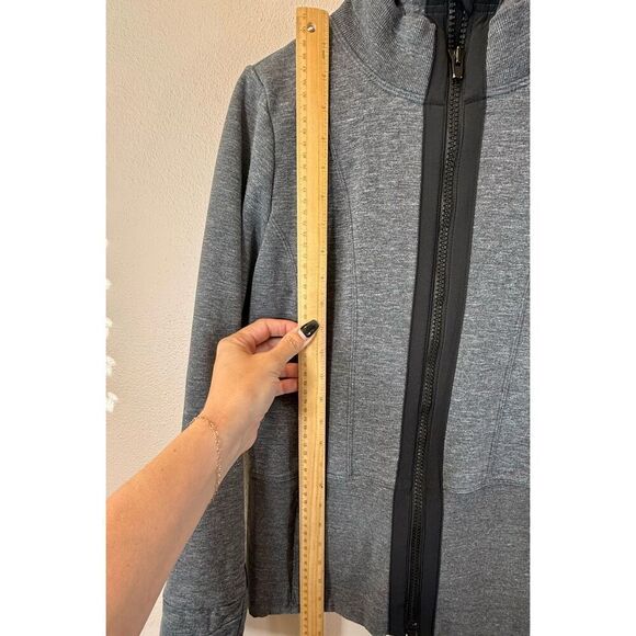Athleta Fitted Victory Full Zip Up Charcoal Grey Hoodie Jacket Women’s Medium - Picture 8 of 11